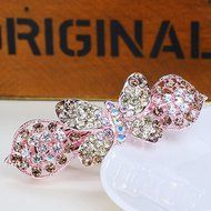 KAKA(TM) Women Girl Korean Stylish Rhinestone Four Petals Flower Pattern Rhinestone Hair Spring Clip Hairpin Sweet... N15