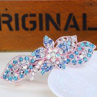 KAKA(TM) Women Girl Korean Stylish Rhinestone Four Petals Flower Pattern Rhinestone Hair Spring Clip Hairpin Sweet... N16