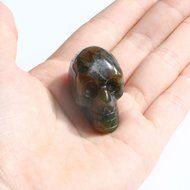 JOVIVI Hand Carved Natural Gemstone Healing Reiki Skull Head Statue Figurine 1.5 inches w/Box (Turquoise) N3