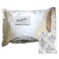 3 Gram Pack of 250 &quot;Dry&amp;Dry&quot; High Quality Silica Gel Packets Desiccant Dehumidifiers N3