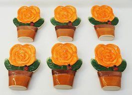 AD Trend &quot;Italian Style&quot; 27701 Radiators Humidifier, Ceramic, Orange Rose Flower Pot Shape (Pack of 6)