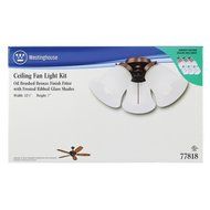 7781800 Three-Light Cluster 3-Inch Fitter Ceiling Fan Kit, Oil Brushed Bronze with Frosted Ribbed Glass Shades N2