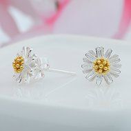 Morenitor[TM] Jewelry Earrings Stud 18k Gold-plated 100% 925 Sterling Silver Daisy Flower Stud Earring. N19