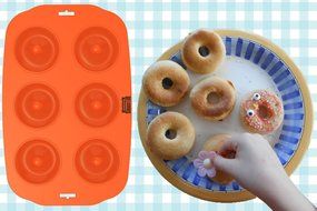 Silicone Donut Maker Baking Pan Tray - 6 Holes - Pure Food Grade Premium Non-Stick Silicon - Orange - Bake Like...