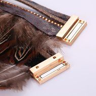 AutumnFall&reg; Women Leather Feather Detail Wrist Cuff Wrap Band Trendy Bracelet (Coffee) N3
