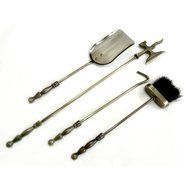 Middle Ages Knight Cast Iron Fireplace Tool Set ,Antique Brass N3