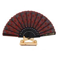 Folding Hand Fan Embroidered Sequin Wedding Prom Dance (Red) N6