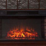 Marcos 60 in. Freestanding Portable Indoor Electric Firebox &ndash; Fireplace Heater in Warm Brown Walnut &amp; Classic... N5