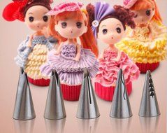 9Snail 5 pcs. Puff Russian Skirt Shape Stainless Steel Icing Piping Nozzles Pastry Decorating Tips Cake Cupcake...