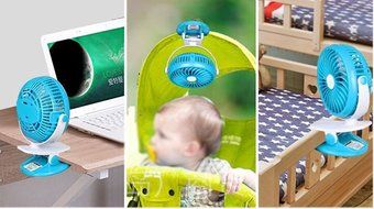 Glowseen USB Clip on Outdoor Fan Rechargeable Battery Desk Fan with 6.5 ft/2M Micro USB Cable (Black) N7