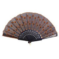Folding Hand Fan Embroidered Sequin Wedding Prom Dance (Red) N11