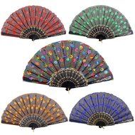 Folding Hand Fan Embroidered Sequin Wedding Prom Dance (Red) N12
