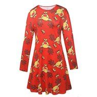 Xmas Print Dress,Morecome Women Christmas Long Sleeve Flared Party Dresses (XL, White)