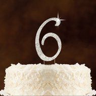 Number 2 Rhinestone Crystal Cake Topper Silver, Numbers, Letters for Wedding, Birthday, Anniversary, Party. Shine...