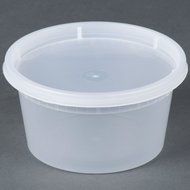 SunnyCare&reg; 12 oz.Microwavable Translucent Plastic Deli Container with Lid -(Case of 250)