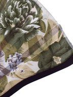 uxcell Peony Fabric Cloth Wood Frame Hand Fan Beige Ivory Indigo Blue