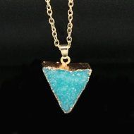 Gemstone Necklace Natural Crystal Mint Quartz Stone Triangle Pendant Jewelry N2