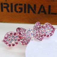 KAKA(TM) Women Girl Korean Stylish Rhinestone Four Petals Flower Pattern Rhinestone Hair Spring Clip Hairpin Sweet... N22