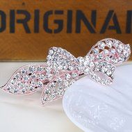 KAKA(TM) Women Girl Korean Stylish Rhinestone Four Petals Flower Pattern Rhinestone Hair Spring Clip Hairpin Sweet... N23