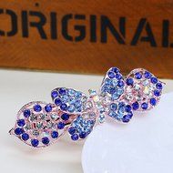 KAKA(TM) Women Girl Korean Stylish Rhinestone Four Petals Flower Pattern Rhinestone Hair Spring Clip Hairpin Sweet... N24