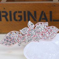 KAKA(TM) Women Girl Korean Stylish Rhinestone Four Petals Flower Pattern Rhinestone Hair Spring Clip Hairpin Sweet... N25