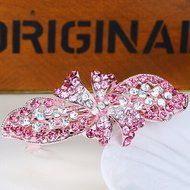 KAKA(TM) Women Girl Korean Stylish Rhinestone Four Petals Flower Pattern Rhinestone Hair Spring Clip Hairpin Sweet... N27