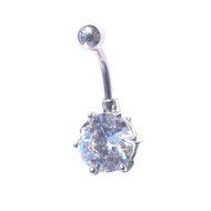 Dedegui Silver Bar Unique Gem 14g Belly Button Navel Ring Body Piercing Jewelry