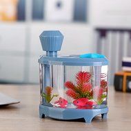 ECSEM Fish Tank Mist Humidifier Whisper-quiet Operation LED Lamps USB Powered For Home Office - blue N8