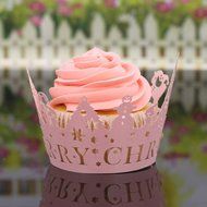 DZT1968 24Pcs Christmas Hollow Lace Cup Muffin Cake Paper Case Wraps Cupcake Wrapper (Blue) N4