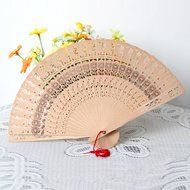 Weixinbuy Vintage Folding Bamboo Original Wooden Carved Hand Fan Wedding Party Pocket Fan N5