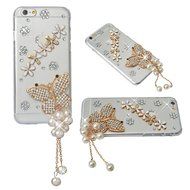 Spritech(TM) Bling Clear Phone Case For Iphone 7 Plus 5.5inch,3D Handmade Crystal White Flower Gold Butterfly... N2