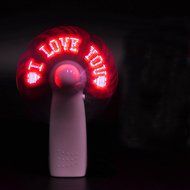 D-Sun Portable Creative Small Hand-held Mini Fan Lightning LED Word Customized I LOVE YOU for Student Gift (Red) N4