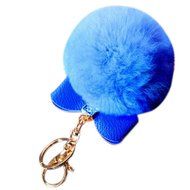 AutumnFall Rabbit Fur Ball Plush Car Keychain Handbag Key Ring Key Pendant (Black) N4