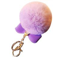 AutumnFall Rabbit Fur Ball Plush Car Keychain Handbag Key Ring Key Pendant (Black) N5