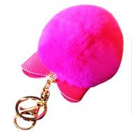 AutumnFall Rabbit Fur Ball Plush Car Keychain Handbag Key Ring Key Pendant (Black) N6