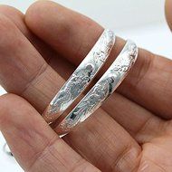 Bell Newborn Baby Kids Bangle Bracelet Silver Adjustable 2pcs Gift