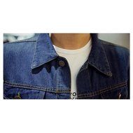 KAKA(TM) Men Spring Autumn Casual Long Sleeve Turndown Collar Thin Denim Jacket Light Blue XXXL N3