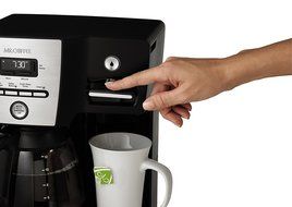Mr. Coffee BVMC-DMX85 12-Cup Programmable Coffeemaker with Integrated Hot Water Dispenser, 16-Ounce, Black/Chrome N6