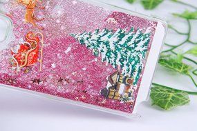 Galaxy S5 Case,Galaxy S5 Liquid Cover,PHEZEN Christmas Tree Santa Claus Design Cool Quicksand Moving Stars Bling... N38