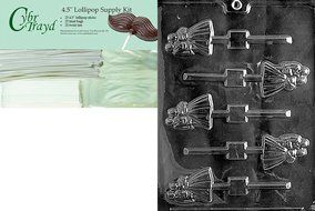 Cybrtrayd W024 Bride and Groom Lolly Chocolate Candy Mold with Exclusive Cybrtrayd Copyrighted Chocolate Molding... N2