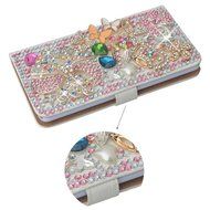 Spritech(TM) Bling Cellphone Case For LG G5,PU Leather Wallet Slim Fold Cover 3D Handmade Shining Rhinestone Blue... N14