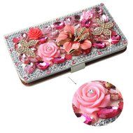 Spritech(TM) Bling Cellphone Case For LG G5,PU Leather Wallet Slim Fold Cover 3D Handmade Shining Rhinestone Blue... N15