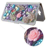 Spritech(TM) Bling Cellphone Case For LG G5,PU Leather Wallet Slim Fold Cover 3D Handmade Shining Rhinestone Blue... N17
