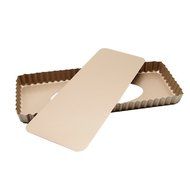 Plataplus Long Rectangle Tart Pan with Removable Bottom 14.4&rdquo; Nonstick Golden