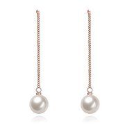 Women 18K Rose Gold Swarovski Long Dangle Pearl Wedding Engamgent Party Earrings N3