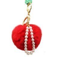 AutumnFall&reg; Imitate Rabbit Fur Ball Pearl Car Keychain Handbag Key Ring (Purple) N4