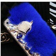 Spritech(TM) Bling Clear Phone Case For Iphone 7 Plus 5.5inch,3D Handmade Crystal Fox Pink Fur Accessary Design...