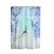 AutumnFall Winter Holiday Snowman Christmas Fabric Shower Curtain Digital Decor with Hooks (180cm180cm, F) N6