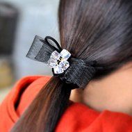 KAKA(TM) Women Girl Fashion Elegance Pink Rose Pearl Decorate Stretchy Hair Rope Band Accessories N7