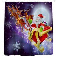 AutumnFall Winter Holiday Snowman Christmas Fabric Shower Curtain Digital Decor with Hooks (180cm180cm, F) N8
